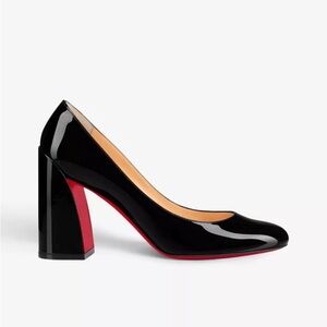 Christian Louboutin Miss Sab 85mm Black Patent Pumps Sz 37 NWT